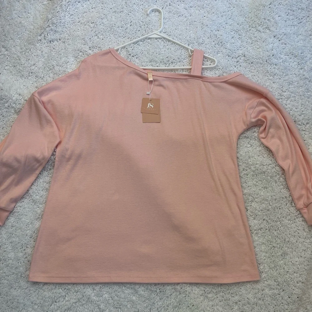 Jinkesi Pink Off The Shoulder / Cold Shoulder Long Sleeve Sweater, Size 2X , NWT - Picture 7 of 13